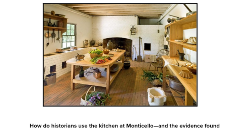 Photo of the reproduction 1809 kitchen at Monticello